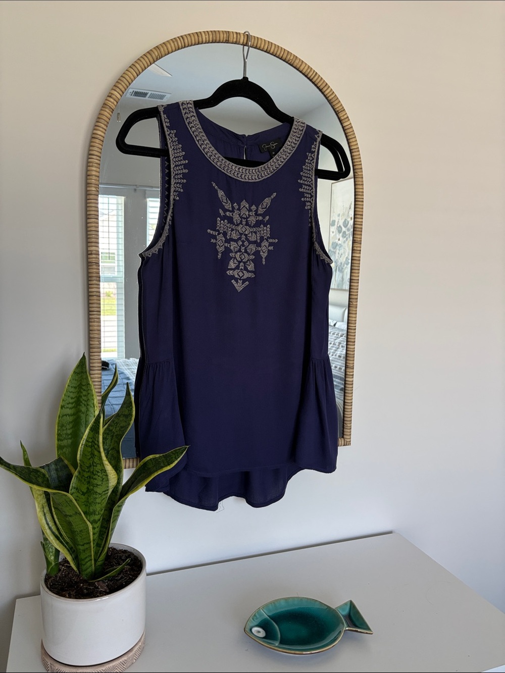Jessica Simpson Dark Purple Embroidered Sleeveless Top